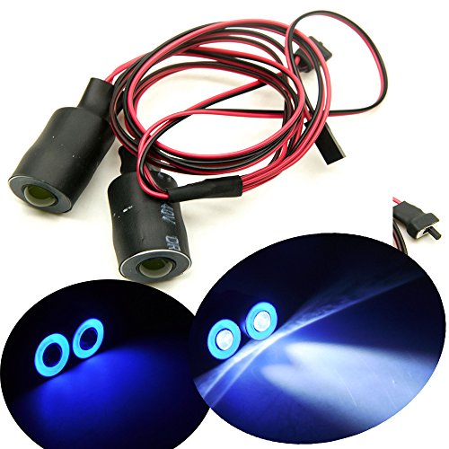 17mm 2 Leds Angel Eyes LED luz faros/luz trasera para 1:10 RC Crawler Car (azul+blanco)