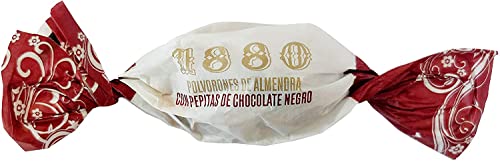 1880 - Polvorones de Almendra com Pepitas de Chocolate Calidad Suprema Típico Dulce Navideño Receta Artesanal, Envase Individual Polvorones Tradicionales, 310 Gramos
