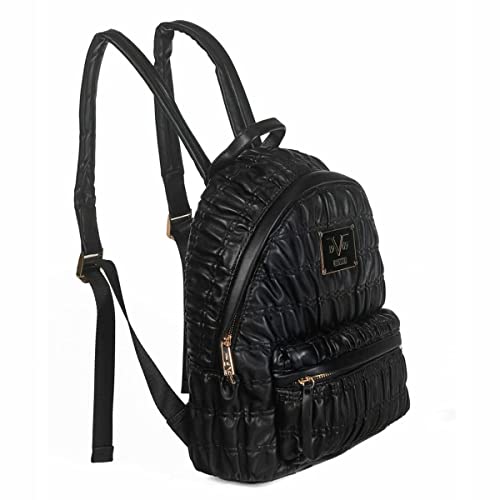 19V69 Italia Rebecca by Versace - Mochila de piel para mujer, diseño elegante y pequeño, impermeable, 2 en 1, Negro , One size