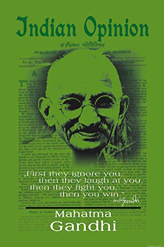 1art1 Mahatma Gandhi - Indian Opinion, Primero Te Ignoran, Verde Póster (91 x 61cm)
