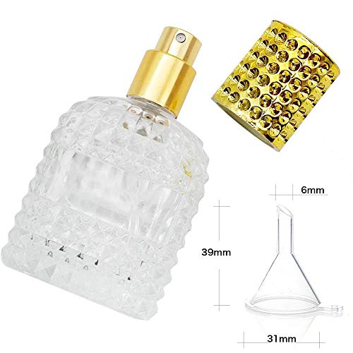 2 Piezas Botella de Perfume Atomizador Cristal, Atomizador de Perfume de Viaje Portátil, Atomizador Recargable Transparente, con Pipeta y Embudo, para Mujeres o Niñas