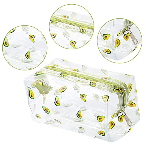 2 Piezas De Fruta Bolsa De Cosméticos Transparente Bolsa De Aseo De Viaje Portátil Bolsa De Cosméticos Aguacate Durazno Bolsa De Almacenamiento con Cremallera Bolsa De Viaje