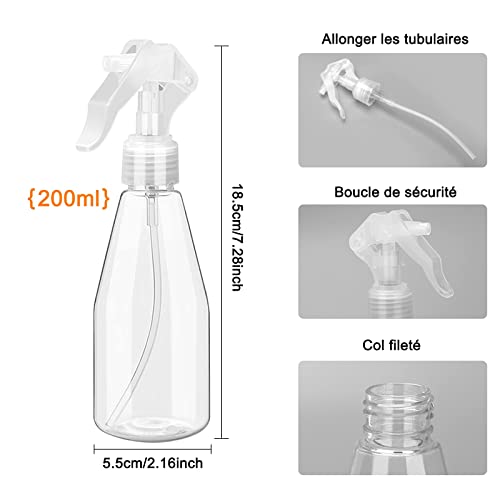 200ML Botella de Spray (3 PCS), Guiseapue Botella vacía de nebulización superfina,Botella de spray transparente de agua Pulverizador de cabello a prueba de fugaspara viajes belleza limpieza