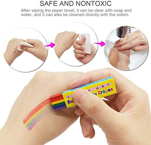 2*Cepillo de Arcoiris, Pinturas Faciales y Corporales para Gays y Lesbianas, Ideal para Fiesta Disfraces Desfiles Festivales-Maquillaje Fácil Tamano de Bolsillo Cepillo Fácil