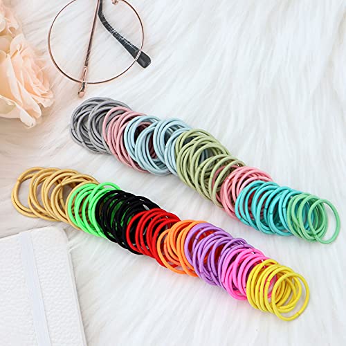 300 Piezas Gomas de Pelo, VEGCOO Elástica Mini Bandas de Pelo Lazos de Pelo Multicolor Accesorios para el Cabello para Niña Bebé (B)