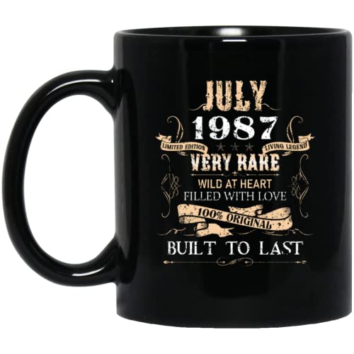 35 años de edad 35 cumpleaños decoración vintage julio 1987 taza 11 oz (312 ml)