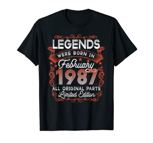 35 Cumpleaños Tee Leyendas Nacidas En Febrero 1987 35 Años De Edad Camiseta