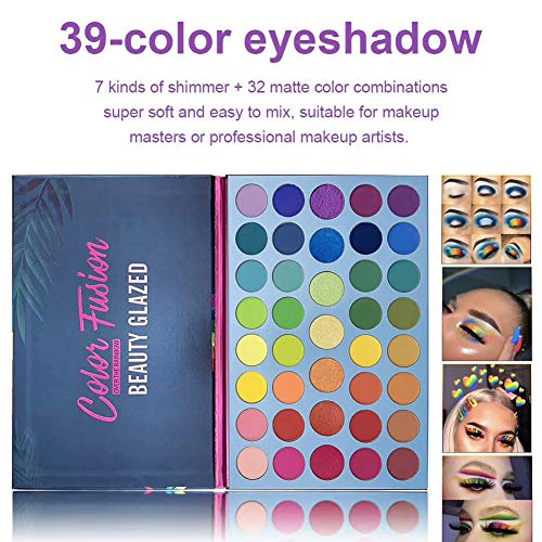 39 colores pop paleta de sombras de ojos con brillo mate pigmentado colorido paleta de maquillaje a prueba de agua de larga duración cosméticos metálico maquillaje natural en polvo de sombra de ojos