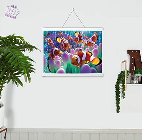 3D LiveLife Lenticular Cuadros Decoración - Pez payaso de Deluxebase. Poster 3D sin marco del océano. Obra de arte original con licencia del reconocido artista, David Penfound