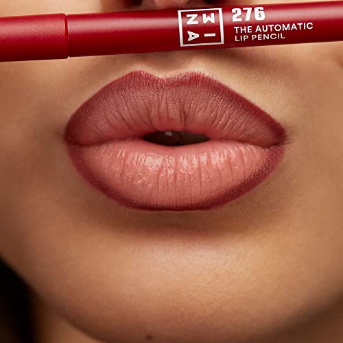 3INA MAKEUP - Lápiz retráctil para labios con sacapuntas integradas, impermeable, fórmula cremosa fácil deslizamiento, ropa larga, vegana, el lápiz labial automático 270 rojo oscuro