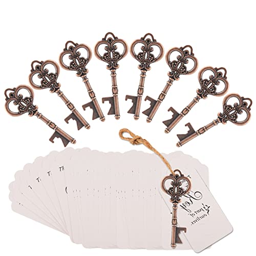 50pcs abridor de botellas con llave maestra de favores de la boda, abridor de botellas con llave maestra vintage para regalos de boda(Bronce)