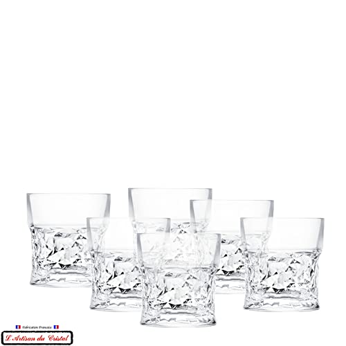 6 Copas de cóctel/Whiskey/Aperitivo de Cristal - Service Iceman (32 cl) - Artisan du Cristal - Caja de regalo - Firmado : Klein 54120 Baccarat France