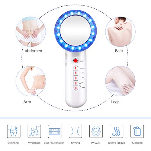 6 en 1 Masajeador de Celulitis, Dispositivo Ultrasónico Masajeador de Ultrasonido EMS LED LED Dispositivo de Reafirmación