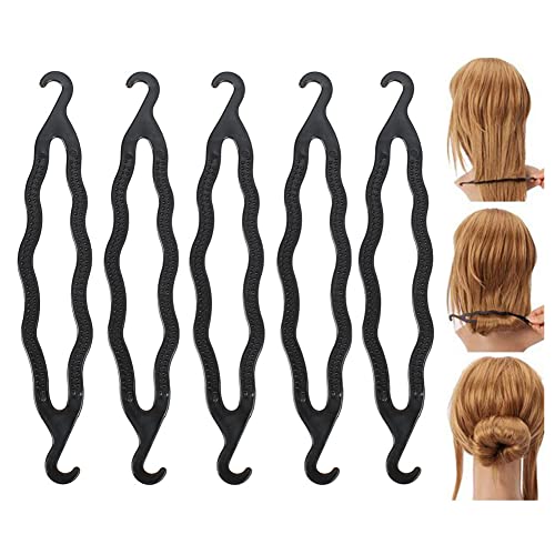 6 piezas de plástico negro para hacer bollos rizadores de donut, moldeador de pelo, clip para moño, herramienta de trenzado, accesorios de peluquería para mujeres y niñas
