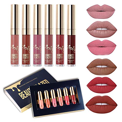 6 unids lápiz labial líquido mate set impermeable brillo larga duración versión cumpleaños maquillaje Labiales color el mundo labios palillos para maquillaje ventiladores