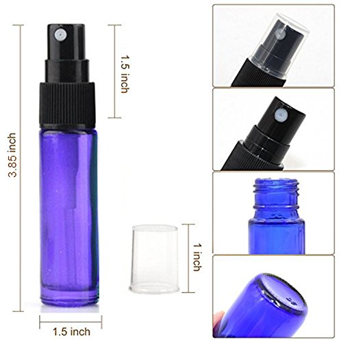 6pcs, 10 ml vacía botella de Spray Fine Mist cristal colores Atomizadores Mini botella de viaje Set – incluye 2 transferencia pipetas por jamhoodirect