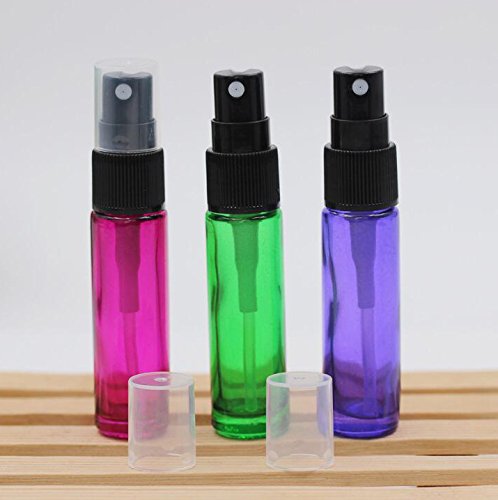 6pcs, 10 ml vacía botella de Spray Fine Mist cristal colores Atomizadores Mini botella de viaje Set – incluye 2 transferencia pipetas por jamhoodirect