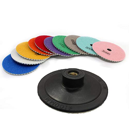 7 Piezas 4 Pulgadas Diamond Polishing Pad Húmedo para Pulidor de Piedra Mojada Pulidora Diamante Accesorios