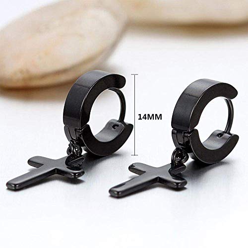 8 Pares de Aretes de Acero Inoxidable, Pendientes sin Alergias para Hombres,Pendiente de Botón de CZ Pendientesmujeres,Negro