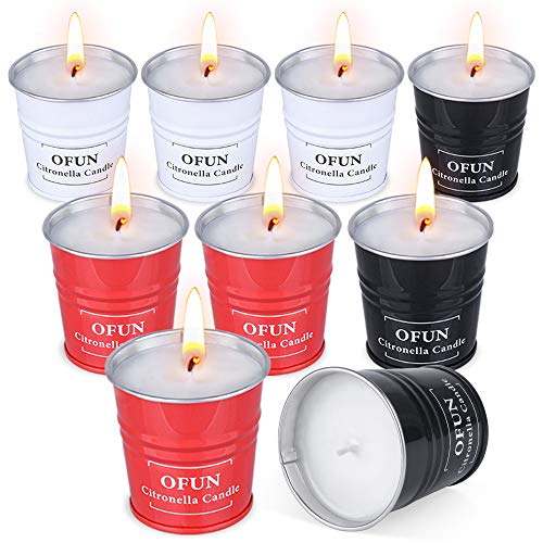 9 Velas de Citronela para Exterior Interior, OFUN Vela Aromáticas Perfumadas de cera natural Soja para Jardín, Camping, Viajes, Regalos, Decorativas, 90-108 Horas Ardientes