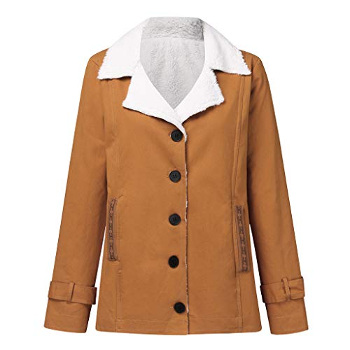 Abrigo Mujer Invierno Talla Grande Liquidación Venta Rebajas Vintage Chaqueta Larga de Invierno para Mujer Parka con Forro Polar y Solapa Slim Fit Casuales Abrigo(Khaki,L)