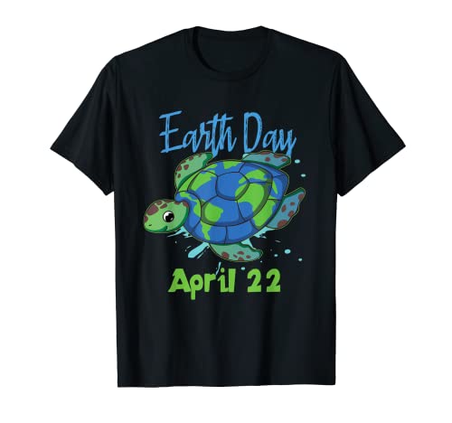 Abril 22 Tortuga Agua Mar Día Mundial de la Hora del Planeta Tierra Camiseta