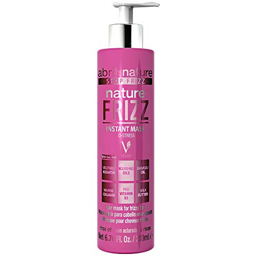 abril et nature | Tratamiento Antiencrespamiento NATURE FRIZZ | 100% Vegano| Incluye Mascarilla Pelo, Champú y Protector térmico del cabello para planchado | Hidratación, Suavidad y Antifrizz