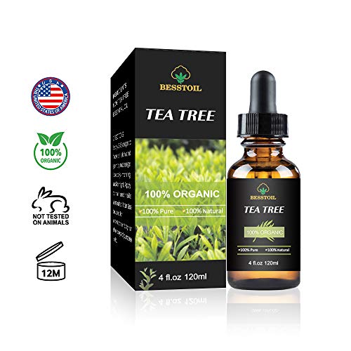 Aceite esencial de árbol de té 100% orgánico puro y sin diluir, uñas faciales, cabello y difusor, tratamiento para el acné (120ml)