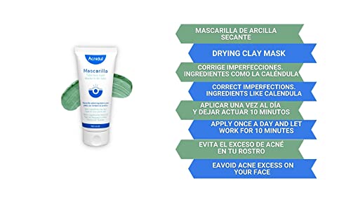 ACNIDUL | Mascarilla facial de arcilla verde con caléndula | Anti acne , espinillas y puntos negros | 100 ml |