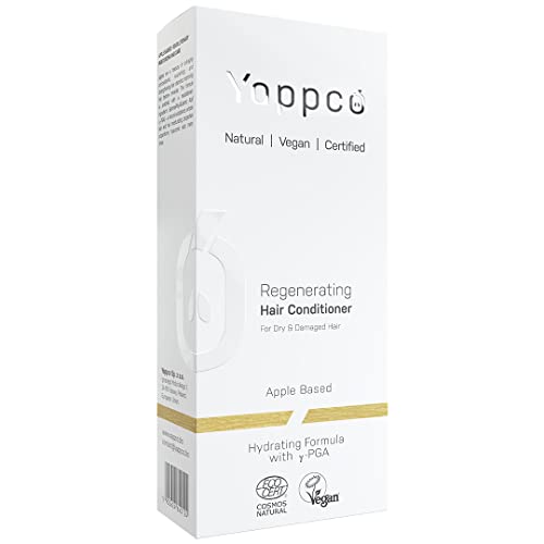 Acondicionador Regenerador Tratamiento Cabello Dañado y Seco Reparador Pelo muy Dañado Cosmética Natural a Base de Manzanas y y-PGA | Vegano | Ecocert | Cruelty Free | Yappco | 200 ml