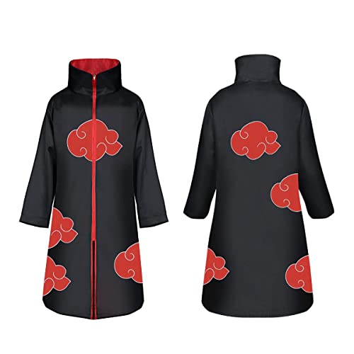 ACWOO Capa de Anime Ninja, 9PCS Set Disfraz de Capa Ninja Cosplay, Abrigo Akatsuki con Diadema Accesorios Traje, Disfraz de Carnaval para adulto y niños, unisex, Halloween, Navidad, fiesta(XXL)