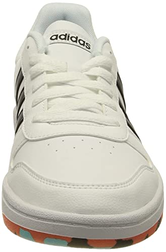 adidas Hoops 2.0, Basketball Shoe, Cloud White/Core Black/True Orange, 38 EU