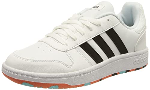 adidas Hoops 2.0, Basketball Shoe, Cloud White/Core Black/True Orange, 38 EU