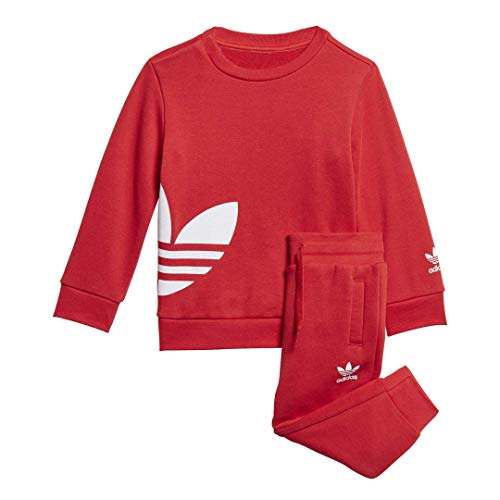 adidas Originals Men's Big Trefoil Crew Neck Sweatshirt, Lush Red/White, 2T