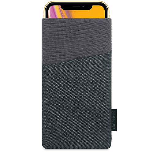 Adore June Clive - Funda para Apple iPhone XR, Negro/Gris, con Efecto Limpiador de Pantalla, Producido en Europa