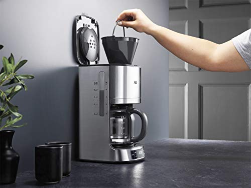 AEG Cafetera KF 7700 / temporizador programable / pantalla LCD / función aroma / llenado fácil / pantalla de nivel de agua y dosificación de café / 1.375 l / acero inoxidable cepillado