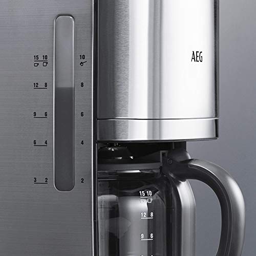 AEG Cafetera KF 7700 / temporizador programable / pantalla LCD / función aroma / llenado fácil / pantalla de nivel de agua y dosificación de café / 1.375 l / acero inoxidable cepillado