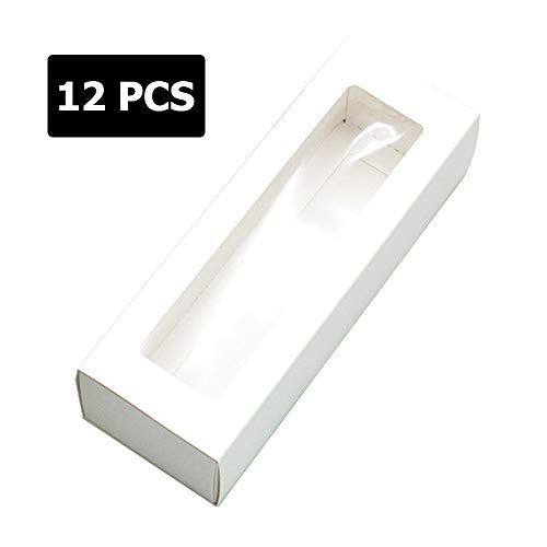 afdg Caja de Macarrones,12 Piezas Caja de Galletas con Ventana, Caja de Embalaje de Pastelería para Galletas, Dulces, Panes Pequeños, Rosquillas (Blanco)