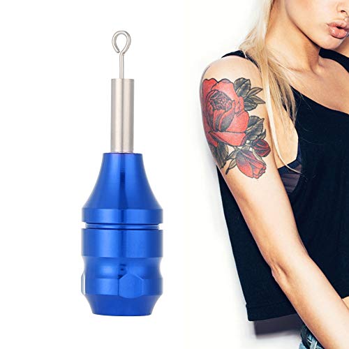 Agarre del Tatuaje, El cartucho de tatuaje de aleación de aluminio de 25 mm con empuñadura estriada, la máquina de tatuaje para los suministros de tatuaje Body Art Tools-3 colores (blue)