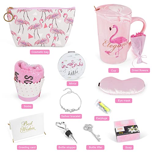 AGJIDSO Regalo de cumpleaños para mujeres, fabulosa taza, antifaz y tapones para los oídos, jabón, cesta de regalo para mujer, hermana, amiga, hija, aniversario, regalo de Acción de Gracias