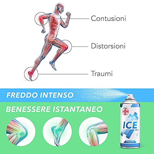 AIESI® Hielo Spray instantáneo con MENTOL lata de 400 ml ICE SPRAY (Paquete de 6 piezas), Made in Italy