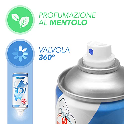 AIESI® Hielo Spray instantáneo con MENTOL lata de 400 ml ICE SPRAY (Paquete de 6 piezas), Made in Italy