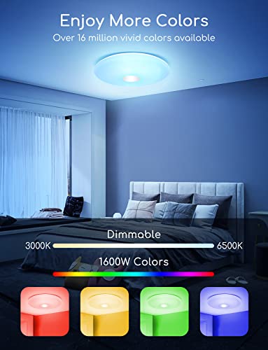 Aigostar Wifi Lámpara LED de techo Regulable, RGB, 18W Equivalente a 75 W, 1300LM, Lampara de techo inteligente, compatible con Alexa/Google Home, para baño, salón, habitacion infantil, 34 x 8 cm.