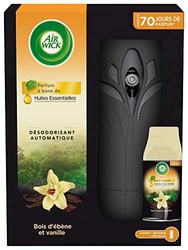 Air Wick Desodorisant Maison Freshmatic Max Huiles Essentielles Bois d'Ebène et Vanille, Diffuseur + Recharge