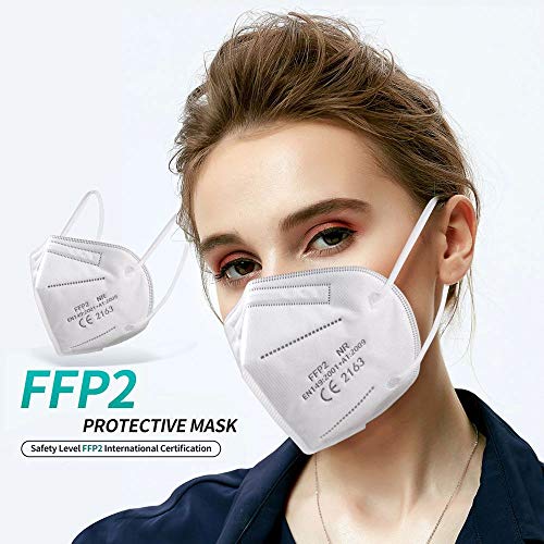 Akofon 20 Pcs Mascarilla FFP2 Blanca Homologada Con Marcado CE - Testada en España - Doble Certificación - Filtración mas de 95% - Entrega rápida