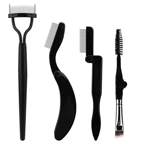 Akwox 4 piezas El kit de cepillo de pestañas de Eyebrow Brush, peine de cejas, cepillo de metal separador de pestañas para la herramienta de maquillaje de belleza, Eyelash Comb Curlers Rímel Aplicador