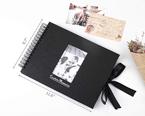 Álbum de fotos para álbumes de recortes Inicia, 80 páginas, kit con tijeras y 216 esquinas de fotos más 2 rollos de cintas de encaje, perfecto para regalos o para ti mismo.