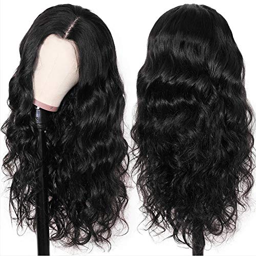 ALIPOP Pelucas mujer pelo natural humano pelucas cabello natural rizado negra larga T lace front wig human hair wig body wave peluca 22inch(50cm)