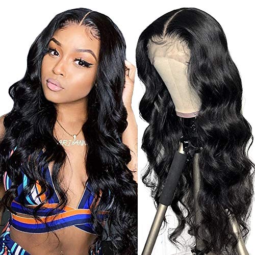 ALIPOP Pelucas mujer pelo natural humano pelucas cabello natural rizado negra larga T lace front wig human hair wig body wave peluca 22inch(50cm)