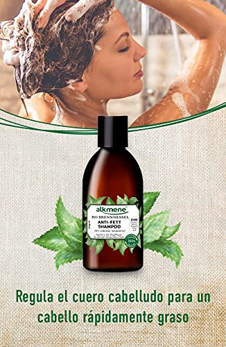 alkmene Champu antigrasa con ortiga orgánica - champú para cabello graso - shampoo vegano sin silicona, parabenos SLS y SLES - cuidado del cabello (1x 250 ml)